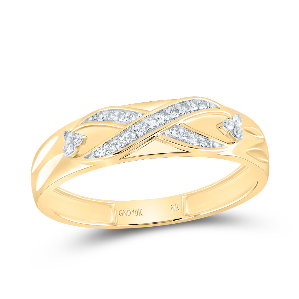 10kt Yellow Gold His & Hers 3/8 Cttw Diamond Round Bridal Wedding Ring Band Set, Women Size: 5-9, Men Size: 8-12