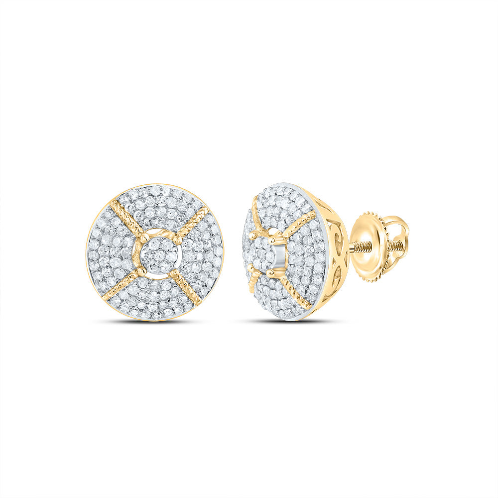 10kt Yellow Gold 5/8 Cttw Diamond Round Mens Stud Earring