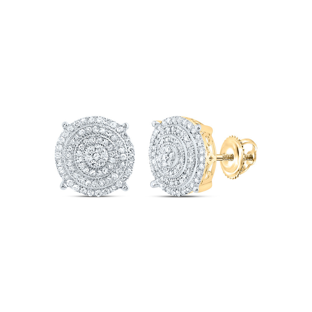 10kt Yellow Gold 1/2 Cttw Natural Diamond Round Mens Stud Earring