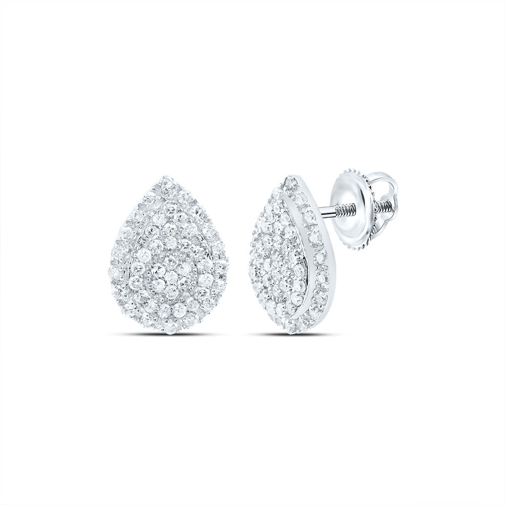 10kt White Gold 1/4 Cttw Diamond Pear Stud Earring