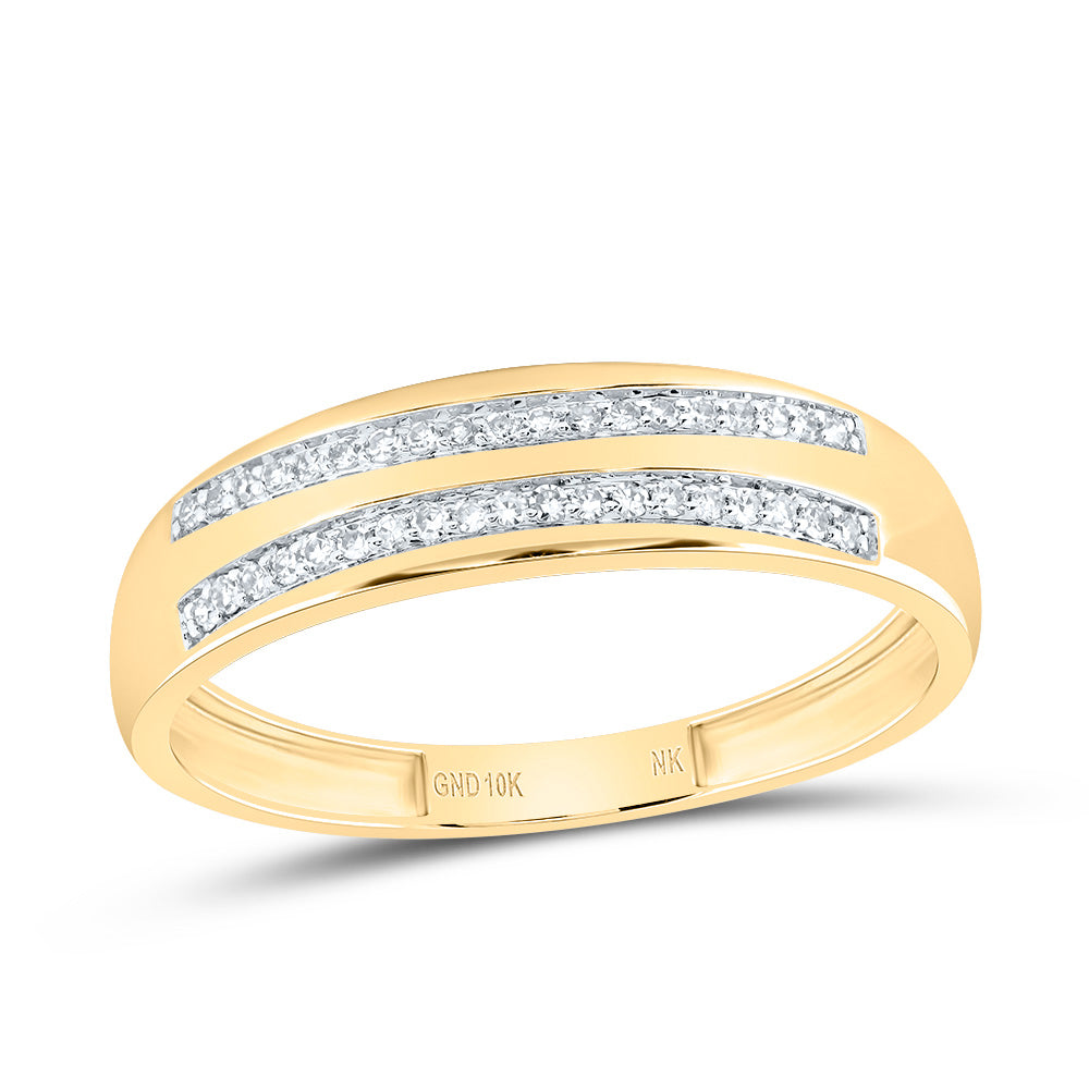10kt Yellow Gold His & Hers 1/2 Cttw Natural Diamond Square Bridal Wedding Ring Band Set, Women Size: 5-9, Men Size: 8-12