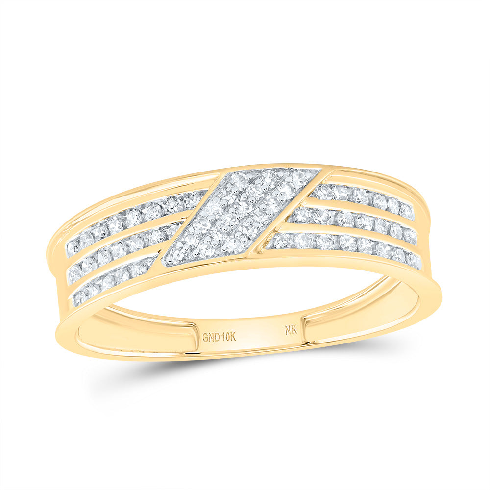 10kt Yellow Gold His & Hers 7/8 Cttw Diamond Square Bridal Wedding Ring Band Set, Women Size: 5-9, Men Size: 8-12