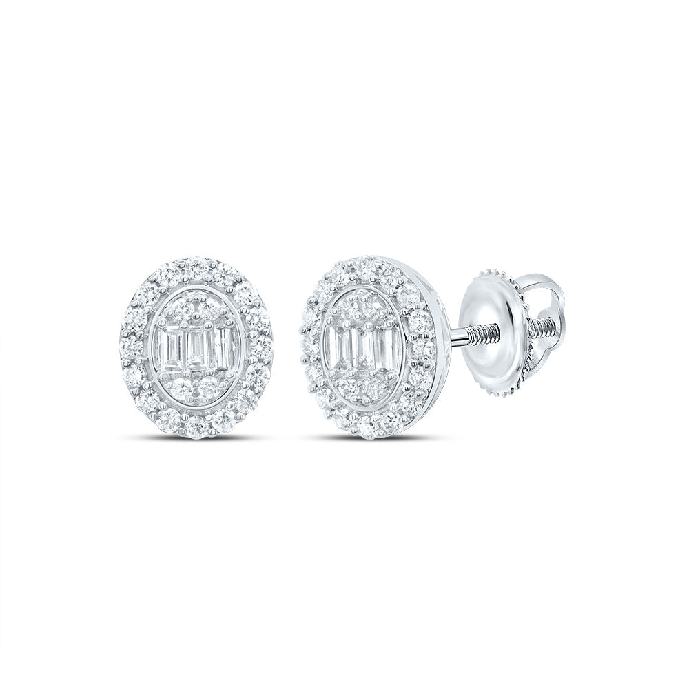 14kt White Gold 1/3 Cttw Diamond Ana M Fashion Oval Stud Earring