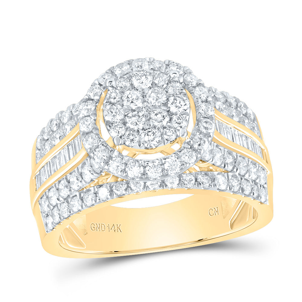 14kt Yellow Gold 1 1/2 Cttw Diamond Round Single Halo Bridal Wedding Engagement Anniversary Ring, Women Size: 5-9