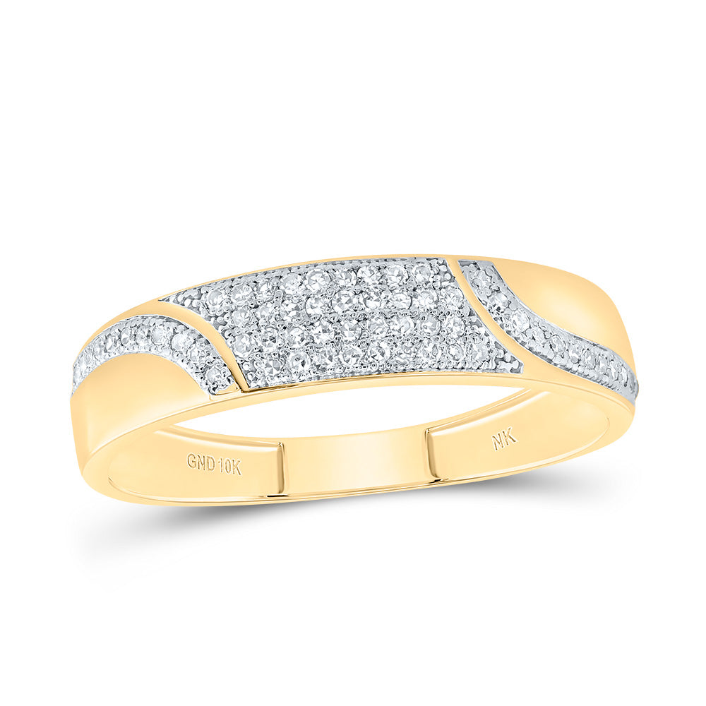 10kt Yellow Gold His & Hers 3/4 Cttw Diamond Square Bridal Wedding Ring Band Set, Women Size: 5-9, Men Size: 8-12