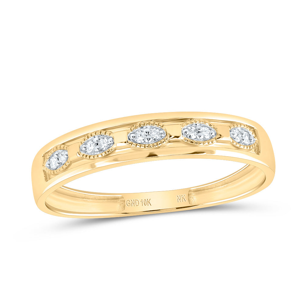 10kt Yellow Gold His & Hers 1/4 Cttw Natural Diamond Heart Bridal Wedding Ring Band Set, Women Size: 5-9, Men Size: 8-12