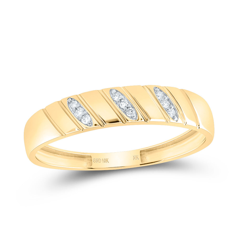 10kt Yellow Gold His & Hers 1/5 Cttw Diamond Oval Bridal Wedding Ring Band Set, Women Size: 5-9, Men Size: 8-12