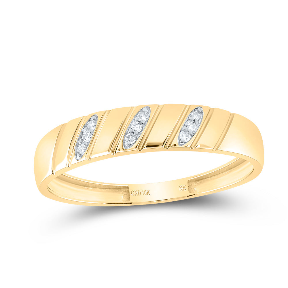 10kt Yellow Gold His & Hers 1/4 Cttw Natural Diamond Heart Bridal Wedding Ring Band Set, Women Size: 5-9, Men Size: 8-12