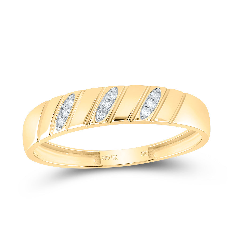 10kt Yellow Gold His & Hers 1/5 Cttw Diamond Clover Bridal Wedding Ring Band Set, Women Size: 5-9, Men Size: 8-12