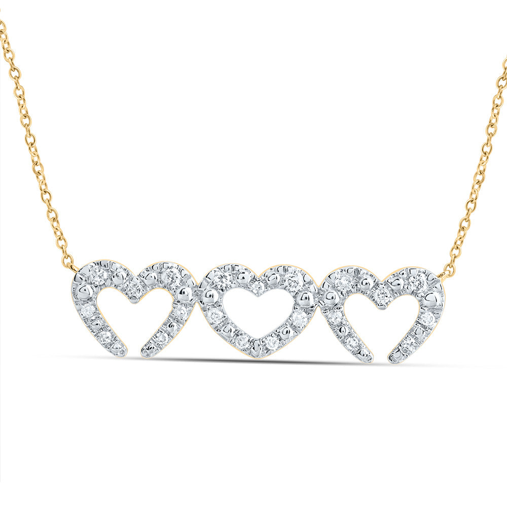 10kt Yellow Gold 1/5 Cttw Natural Diamond " Mom" Heart Necklace, Length: 18 Inch