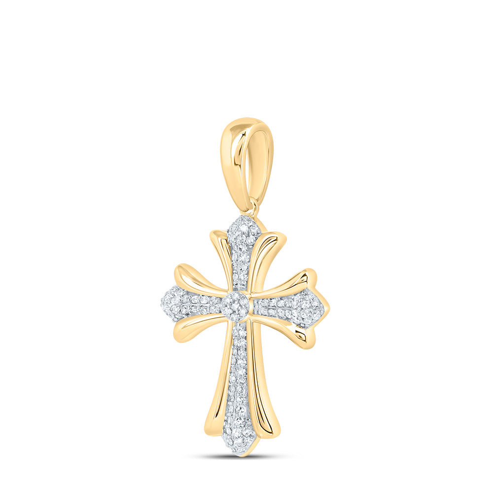 10kt Yellow Gold 1/3 Cttw Diamond Fashion Cross Pendant