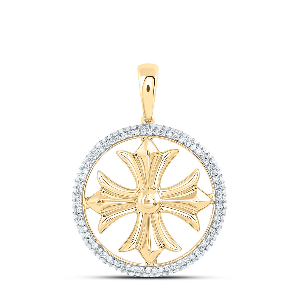 10kt Yellow Gold 1/2 Cttw Diamond Fashion Cross Pendant