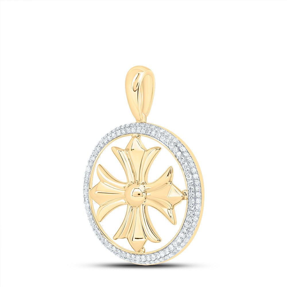 10kt Yellow Gold 1/2 Cttw Diamond Fashion Cross Pendant