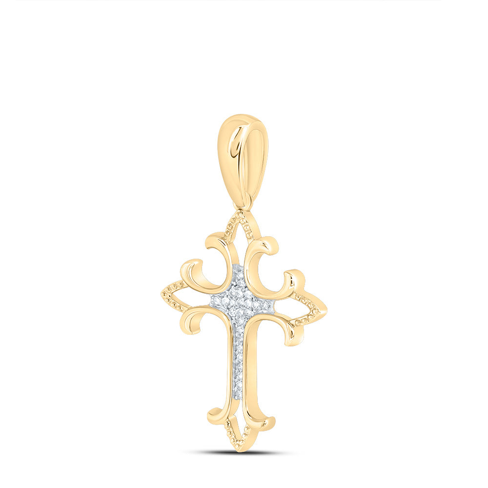 10kt Yellow Gold 1/12 Cttw Diamond Fashion Cross Pendant