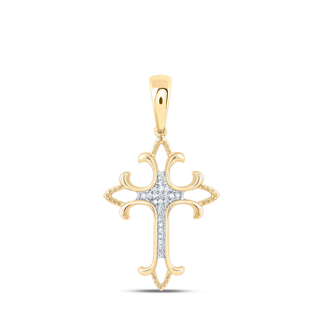10kt Yellow Gold 1/12 Cttw Diamond Fashion Cross Pendant