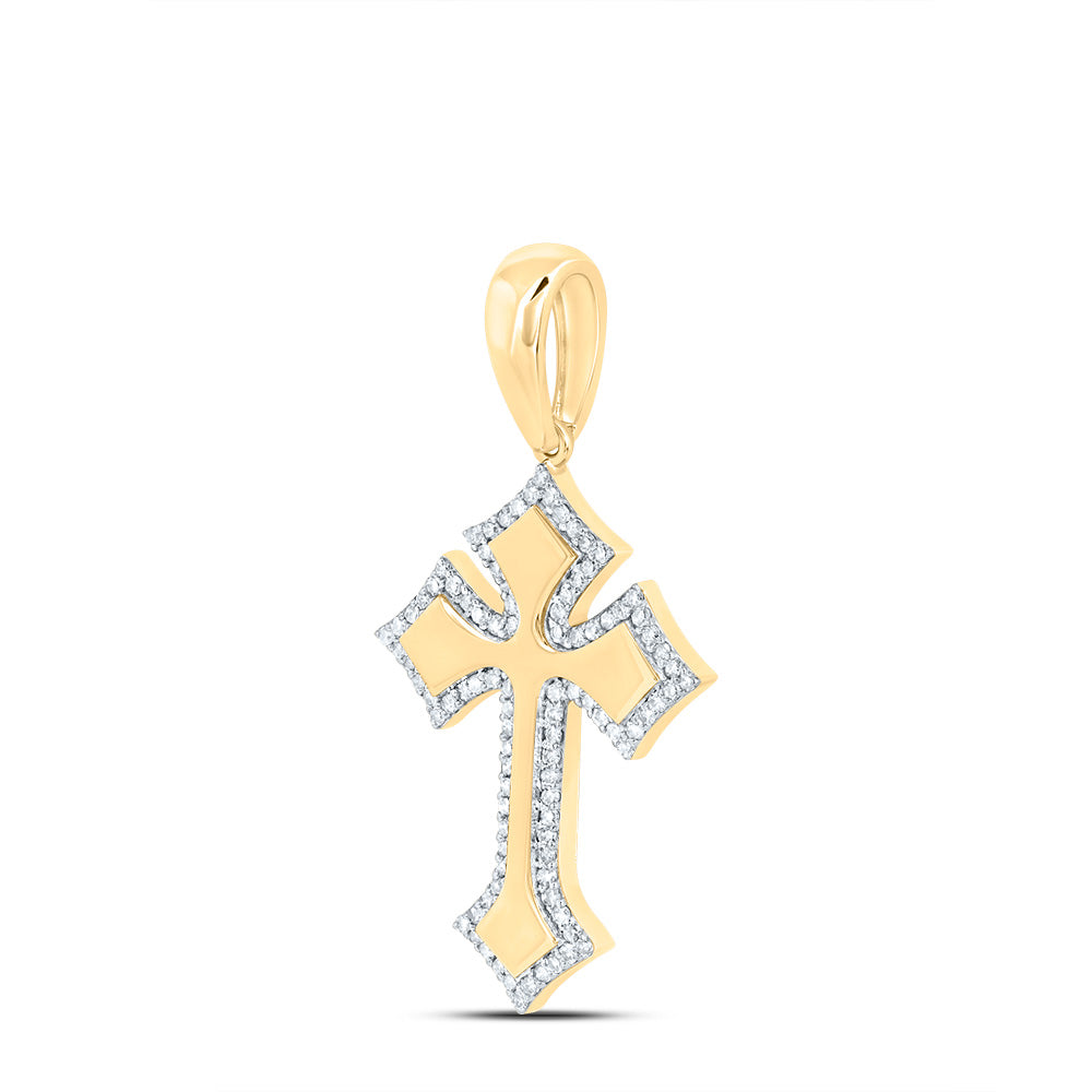 10kt Yellow Gold 1/3 Cttw Diamond Fashion Cross Pendant