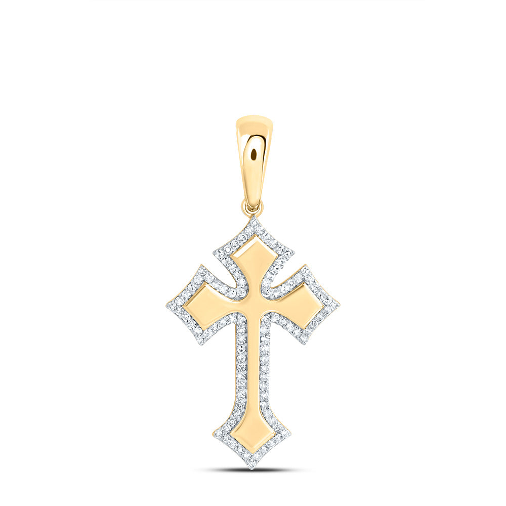 10kt Yellow Gold 1/3 Cttw Diamond Fashion Cross Pendant