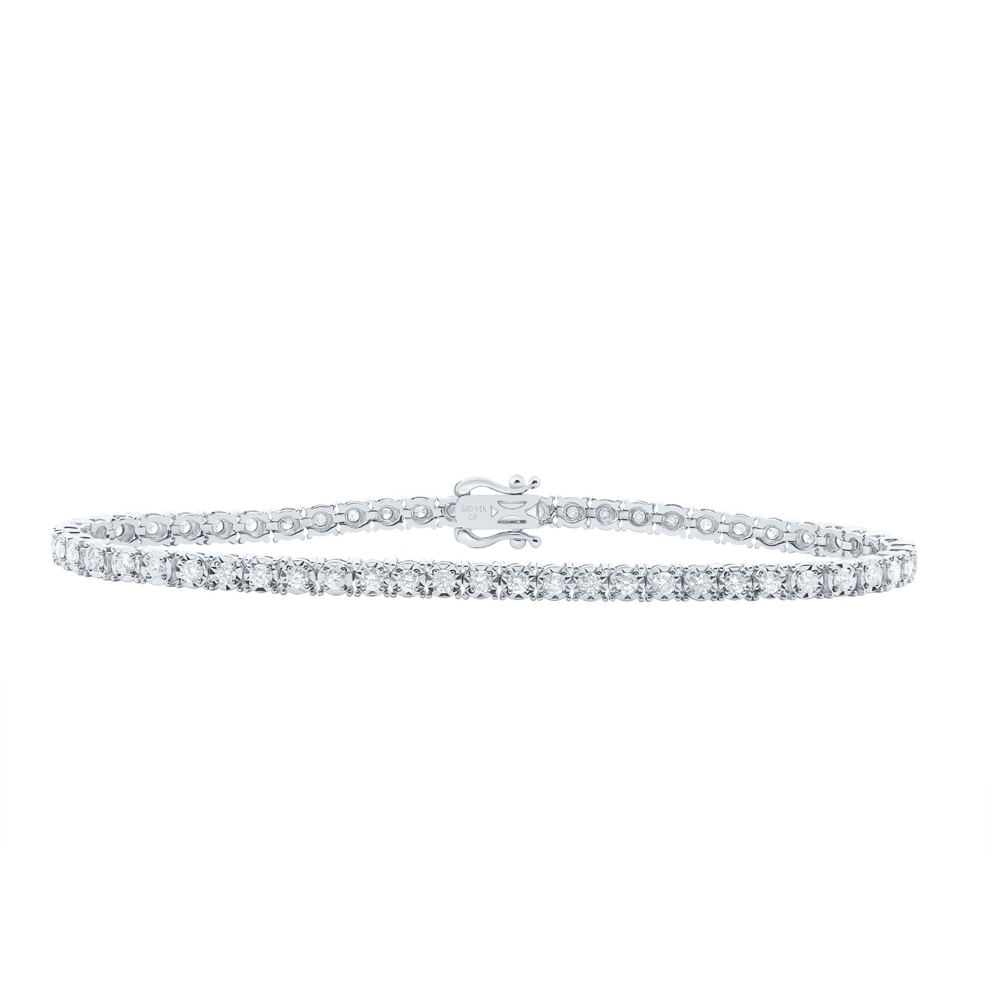14kt White Gold 1 3/4 Cttw Natural Diamond Fashion Tennis Bracelet, Length: 7 Inch