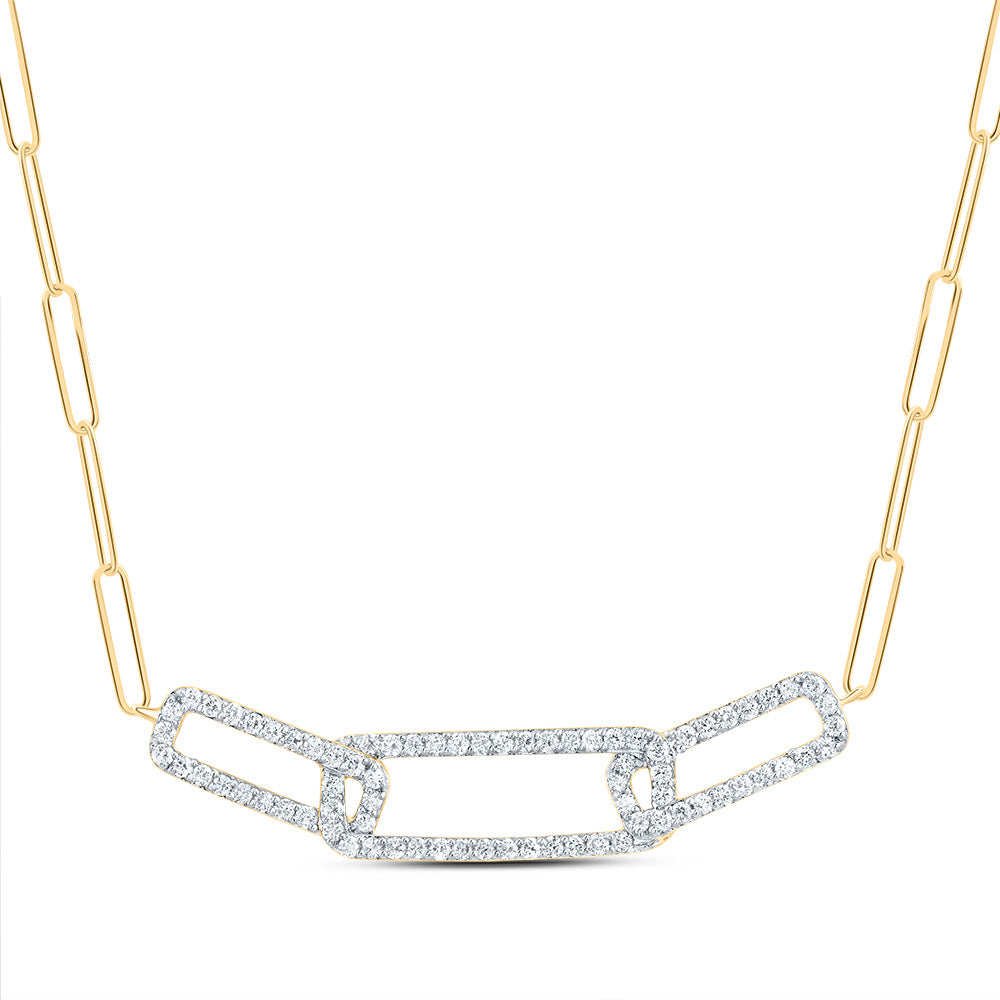 14kt Yellow Gold 1/3 Cttw Diamond Ana M Fashion Paper Clip Necklace, Length: 18 Inch