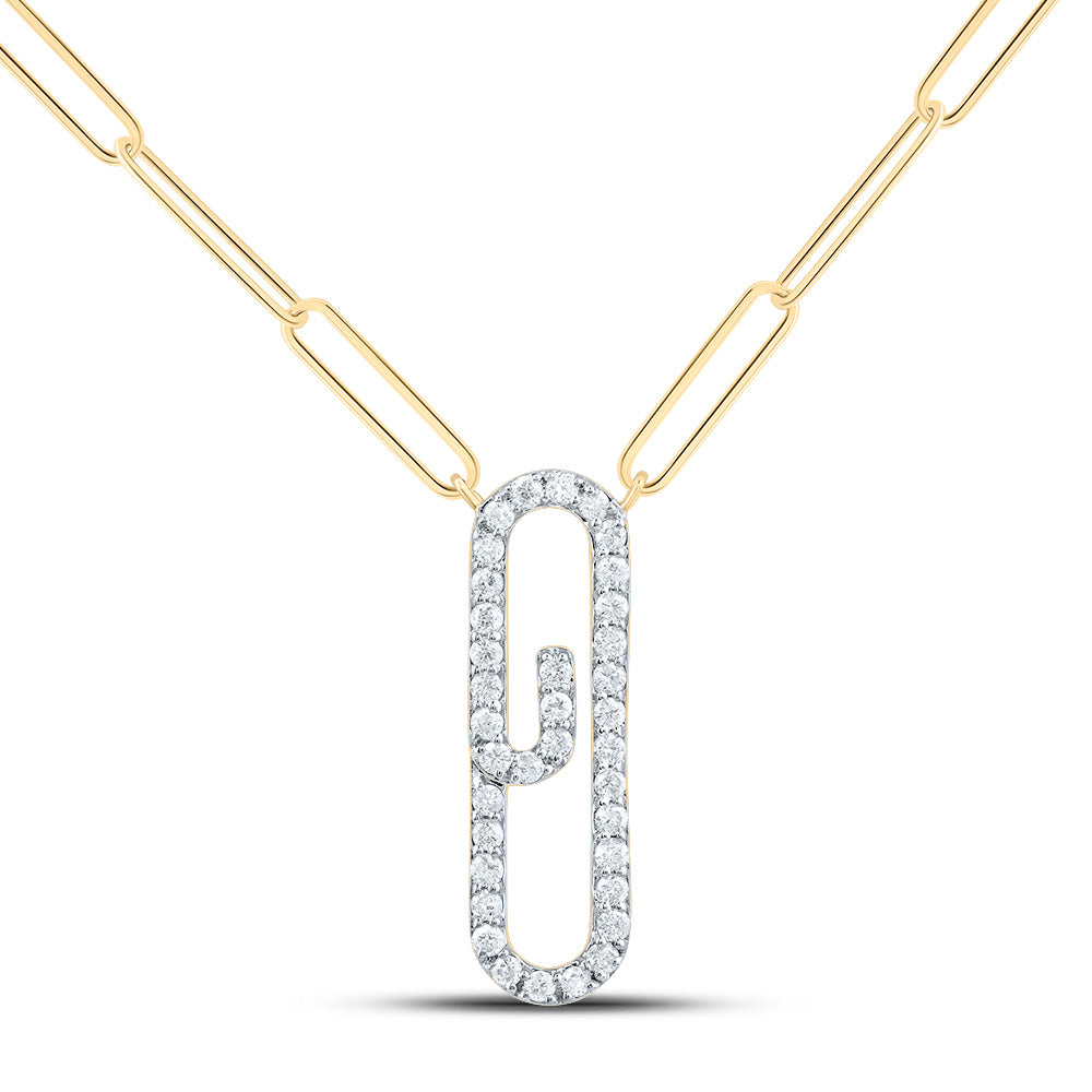 10kt Yellow Gold 1/4 Cttw Diamond Fashion Paper Clip Necklace, Length: 18 Inch