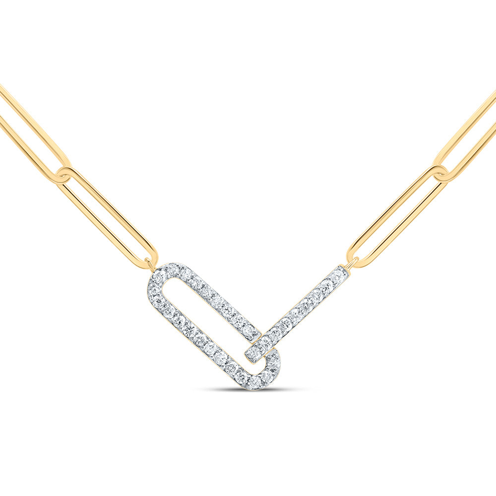 10kt Yellow Gold 1/5 Cttw Diamond Fashion Paper Clip Necklace, Length: 18 Inch