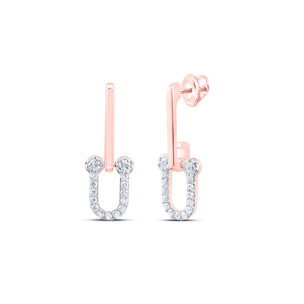 14kt Rose Gold 1/4 Cttw Diamond Ana M Fashion Paper Clip Dangling Earring