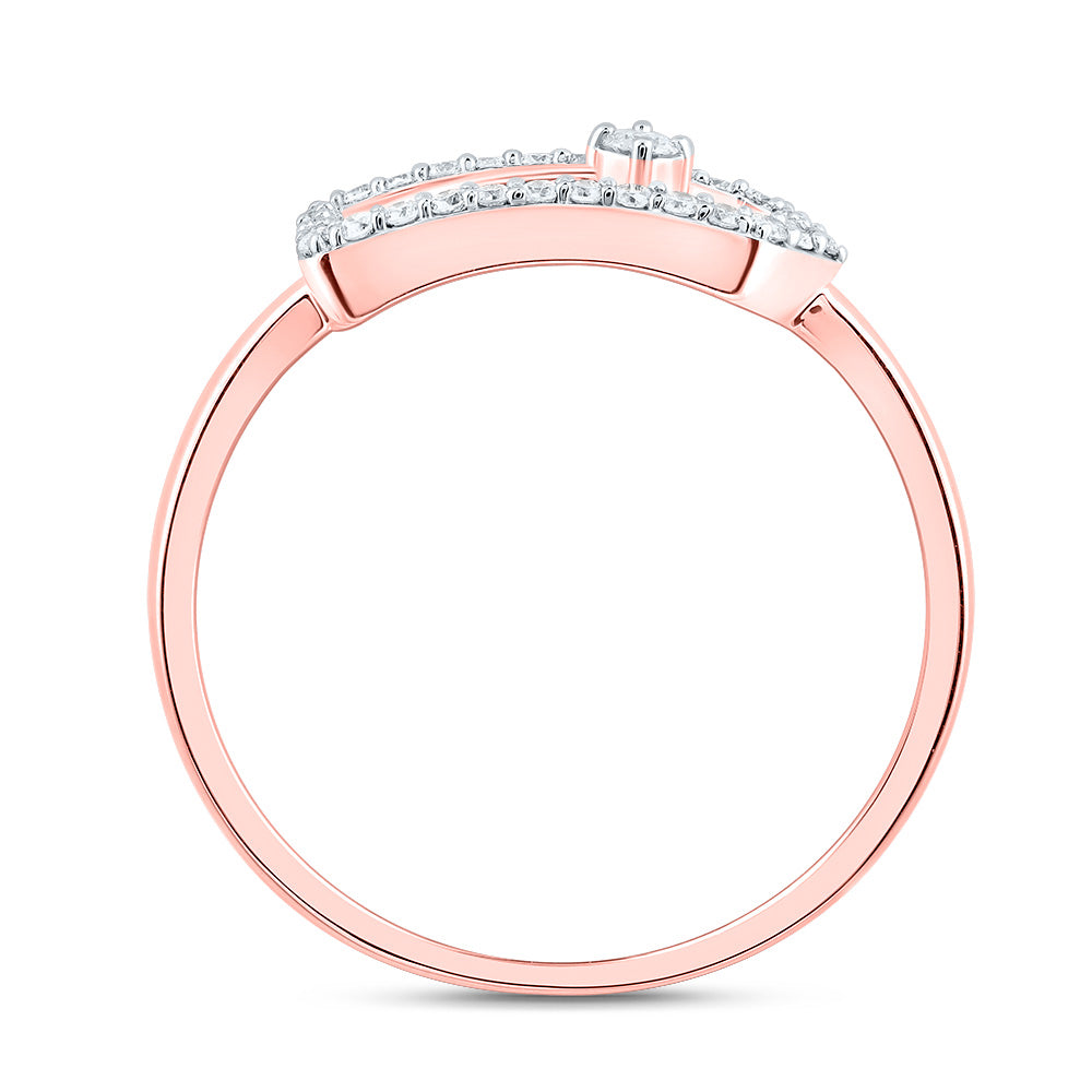 10kt Rose Gold 1/6 Cttw Diamond Fashion Paper Clip Wedding Engagement Anniversary Ring, Women Size: 5-9