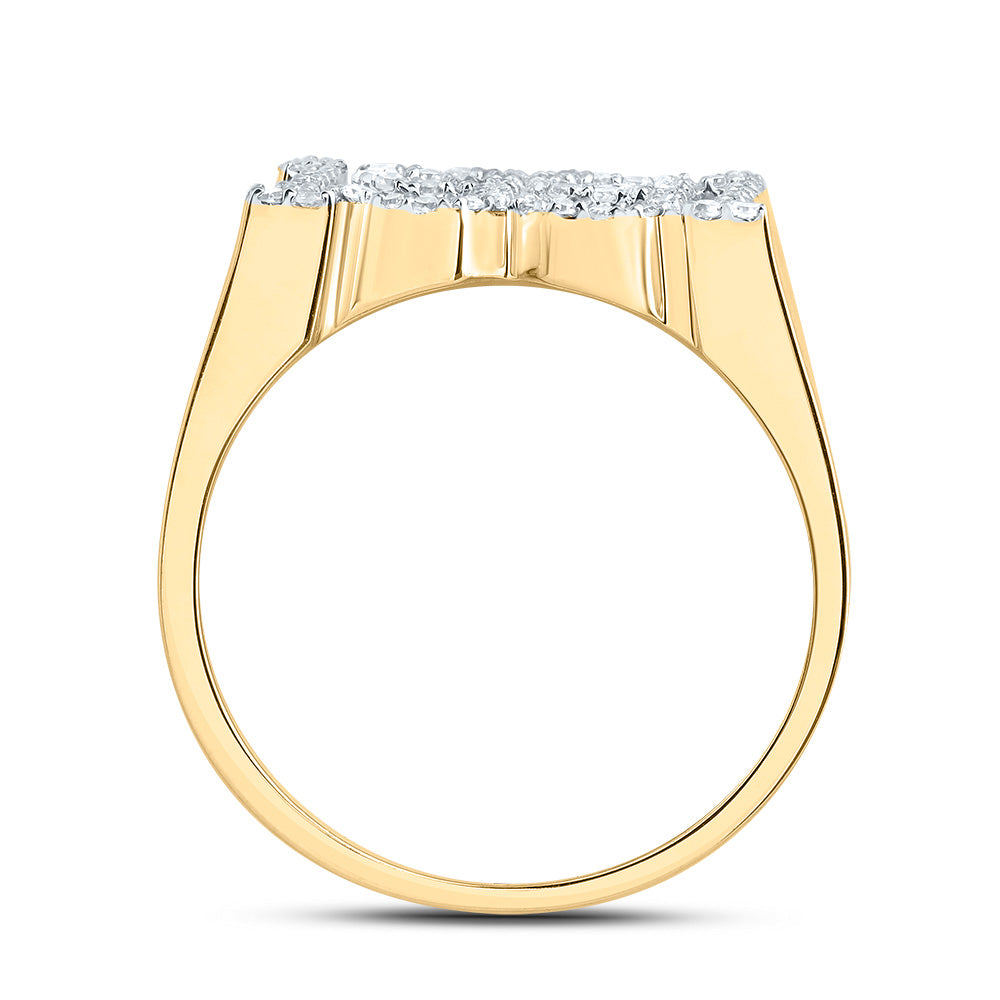 10kt Yellow Gold 3/8 Cttw Diamond " 1991" Mens Ring, Men Size: 8-12