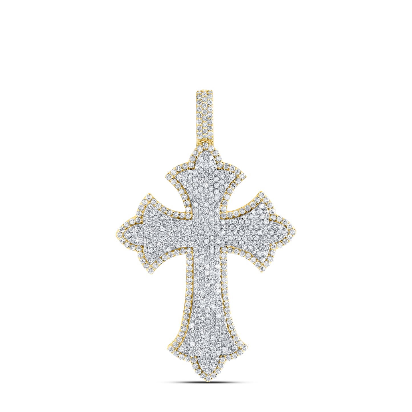 10kt Yellow Gold 4 5/8 Cttw Diamond Cross Mens Charm