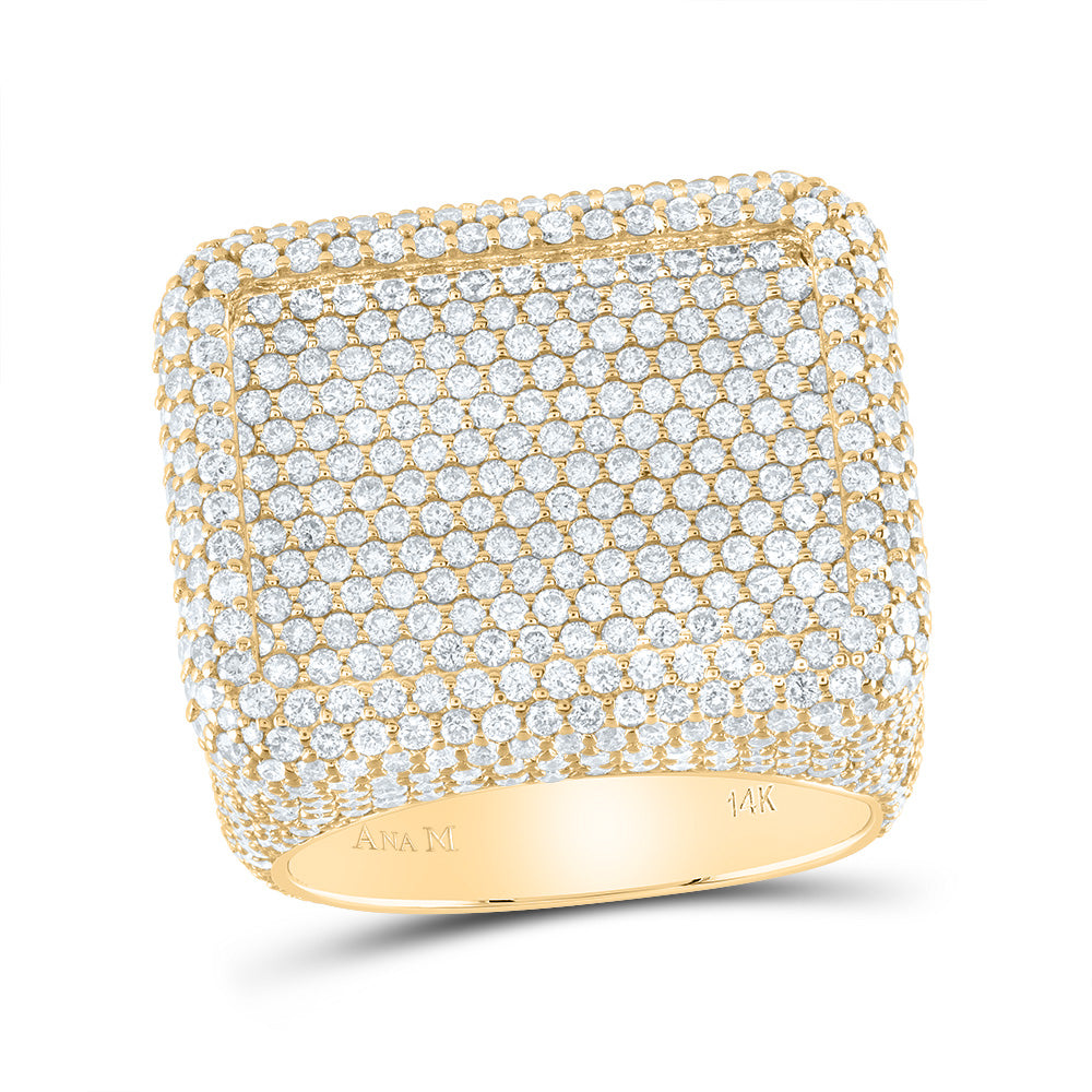 14K Yellow Gold 8Cttw Natural Diamond Square Mens Ring