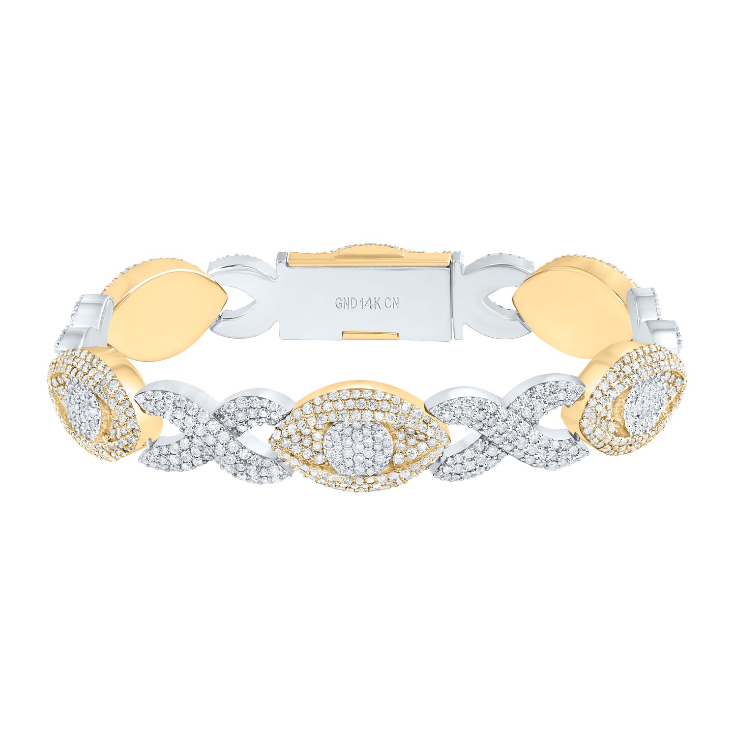 14K Two-Tone Gold 11 Ctw Diamond Mens Bracelet (8.50 Inch)