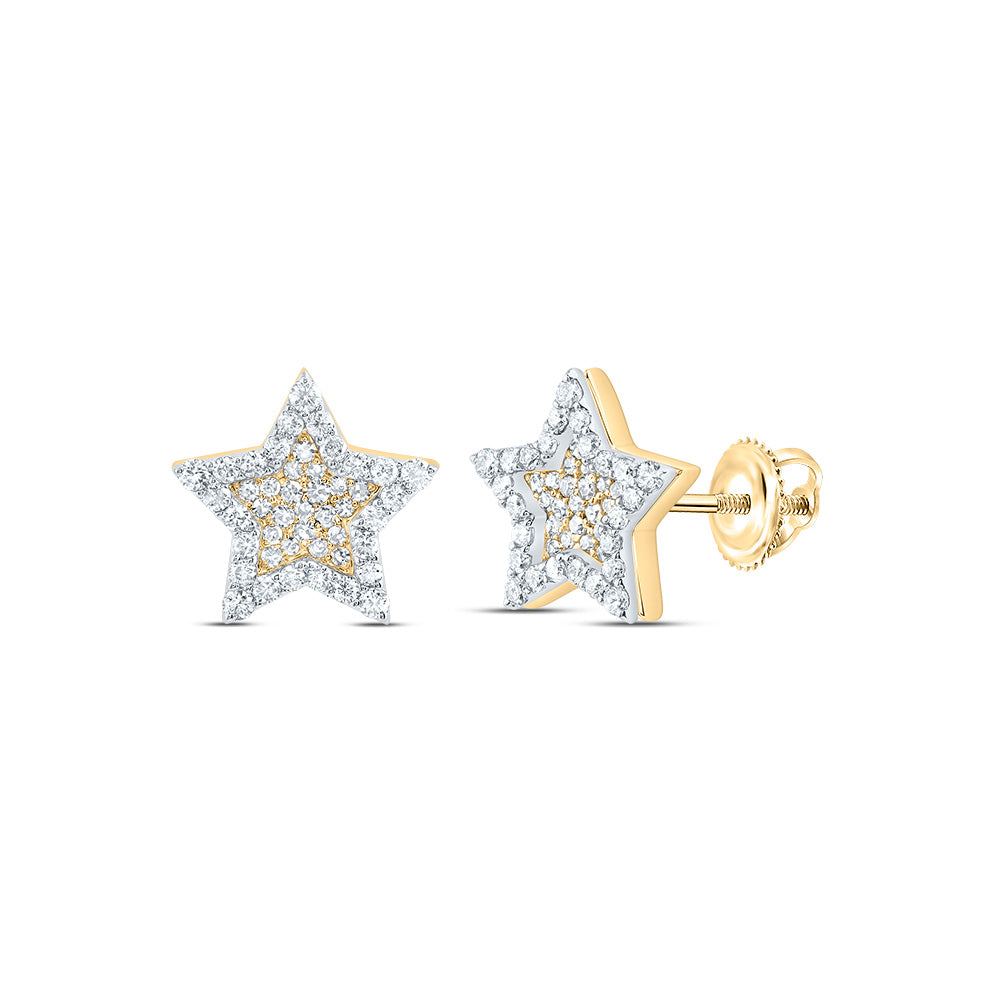 10kt Yellow Gold 3/4 Cttw Diamond Star Mens Stud Earring