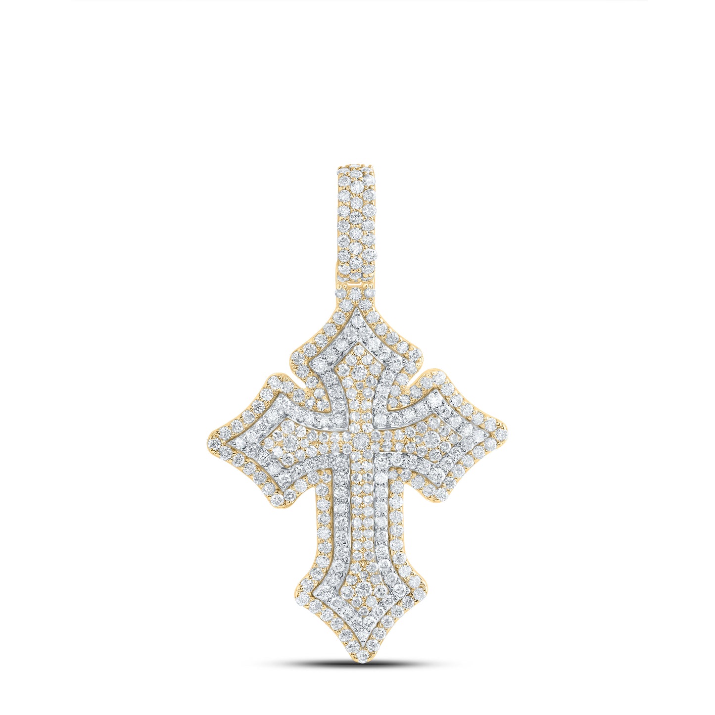 10kt Yellow Gold 2 3/8 Cttw Diamond Cross Mens Charm