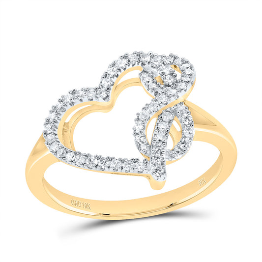 10kt Yellow Gold 1/4 Cttw Natural Diamond Fashion Infinity Heart Wedding Engagement Anniversary Ring, Women Size: 5-9