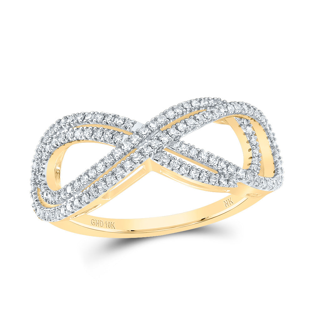 10kt Yellow Gold 1/3 Cttw Diamond Fashion Infinity Wedding Engagement Anniversary Ring, Women Size: 5-9