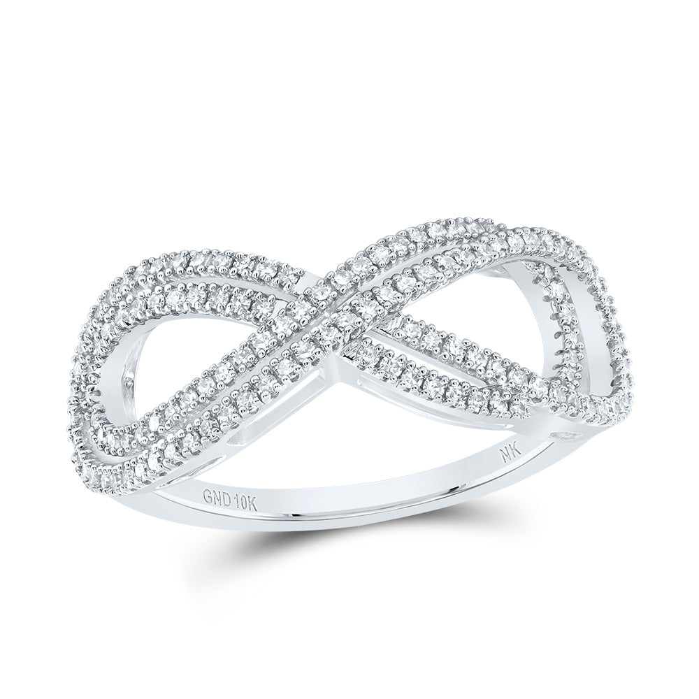 10kt White Gold 1/3 Cttw Diamond Fashion Infinity Wedding Engagement Anniversary Ring, Women Size: 5-9