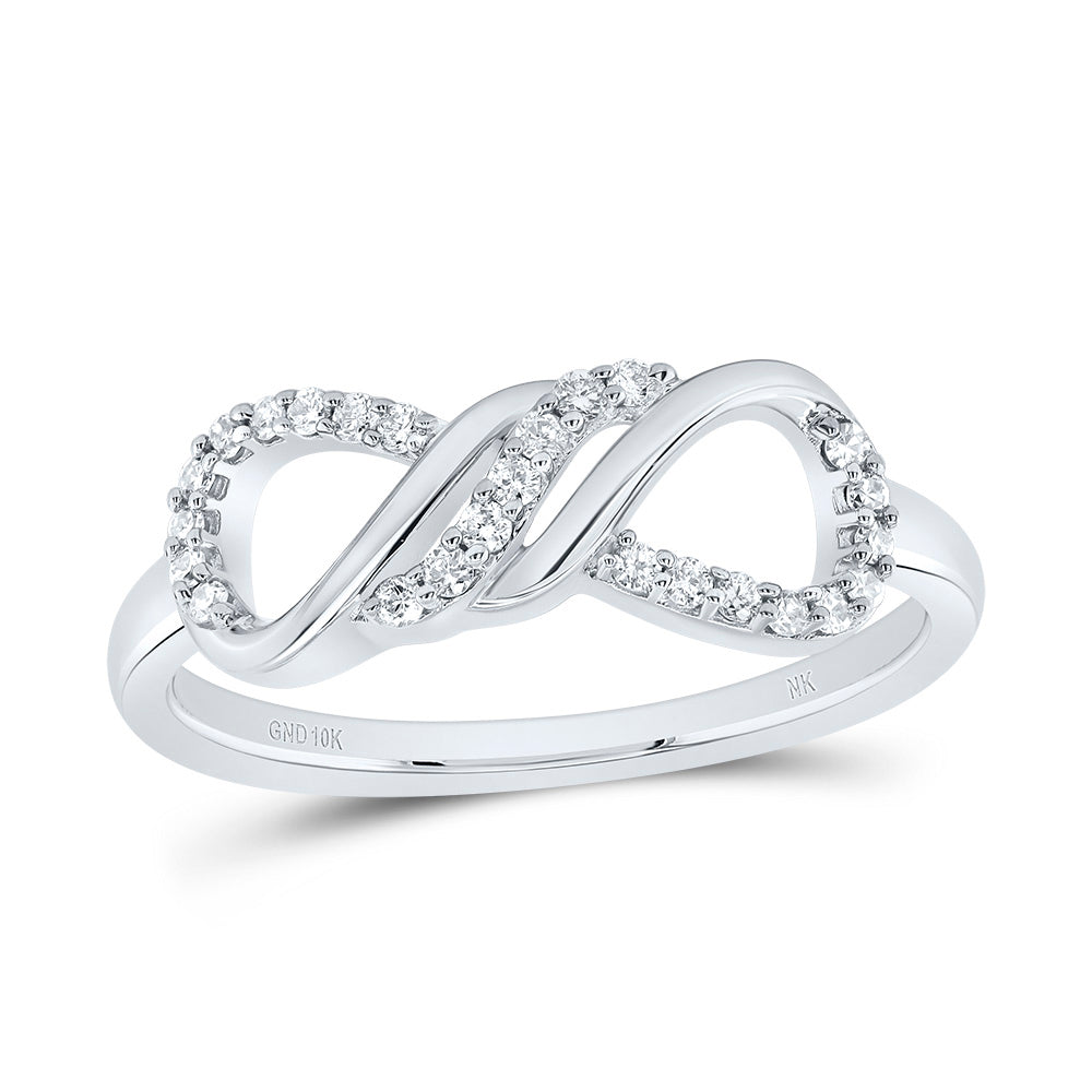10kt White Gold 1/6 Cttw Diamond Fashion Infinity Wedding Engagement Anniversary Ring, Women Size: 5-9