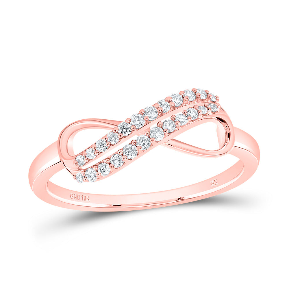10kt Rose Gold 1/6 Cttw Diamond Fashion Infinity Wedding Engagement Anniversary Ring, Women Size: 5-9