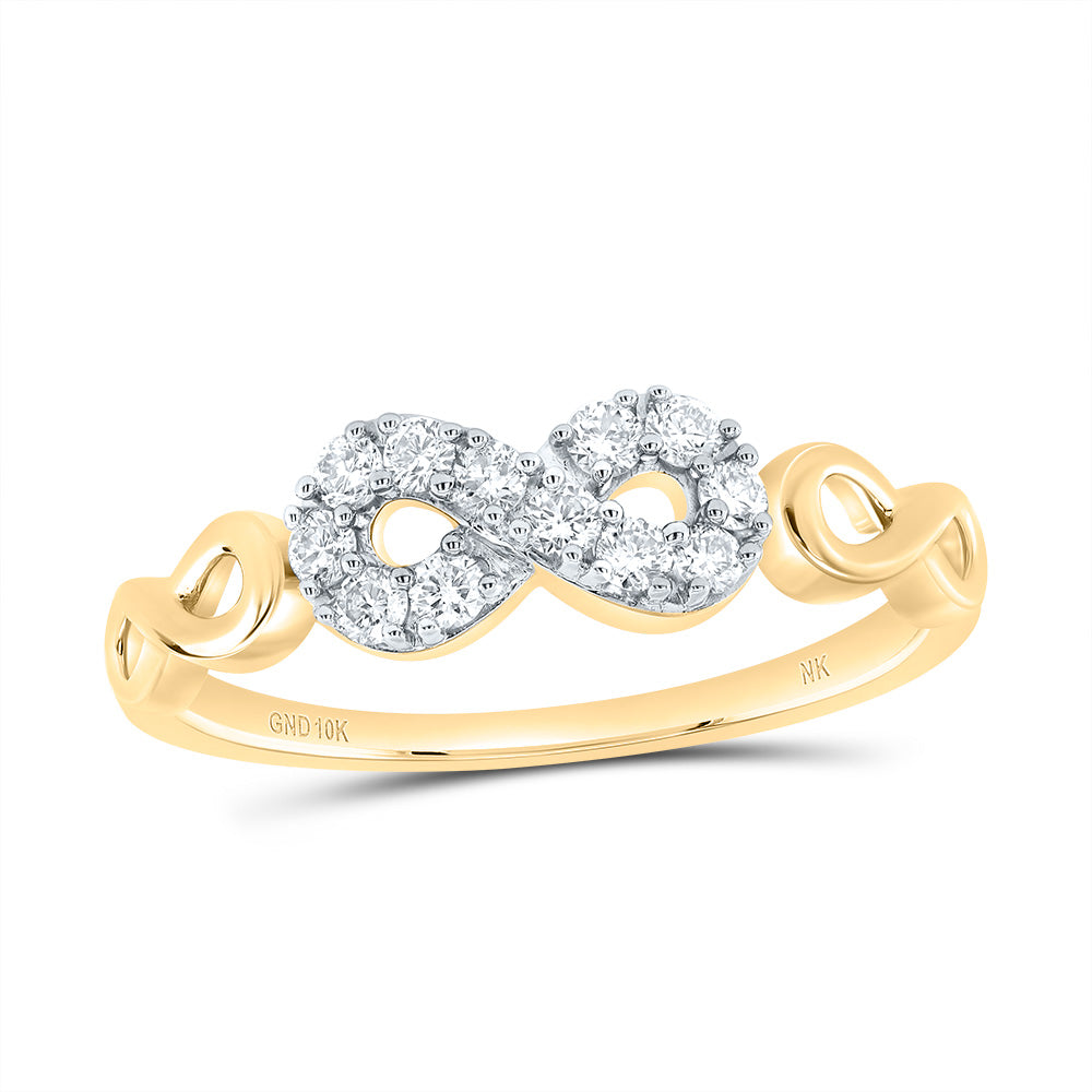 10kt Yellow Gold 1/4 Cttw Diamond Fashion Infinity Wedding Engagement Anniversary Ring, Women Size: 5-9