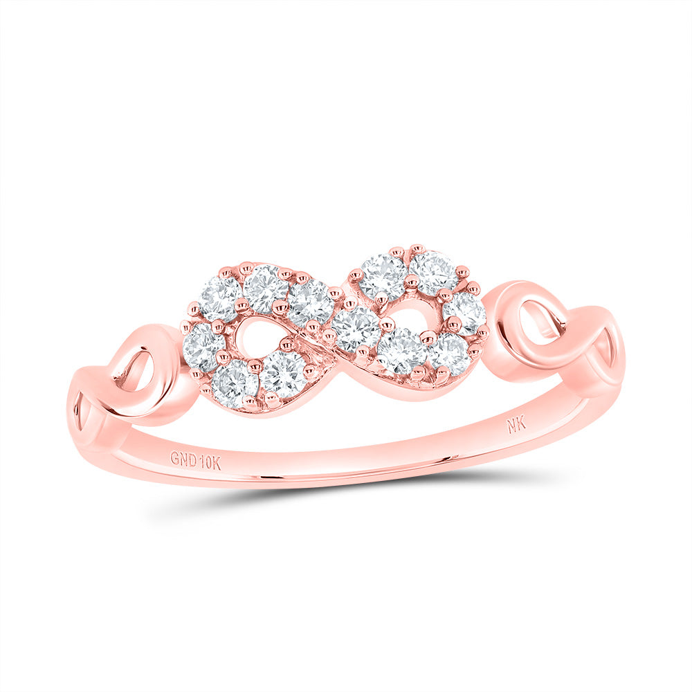 10kt Rose Gold 1/4 Cttw Diamond Fashion Infinity Wedding Engagement Anniversary Ring, Women Size: 5-9