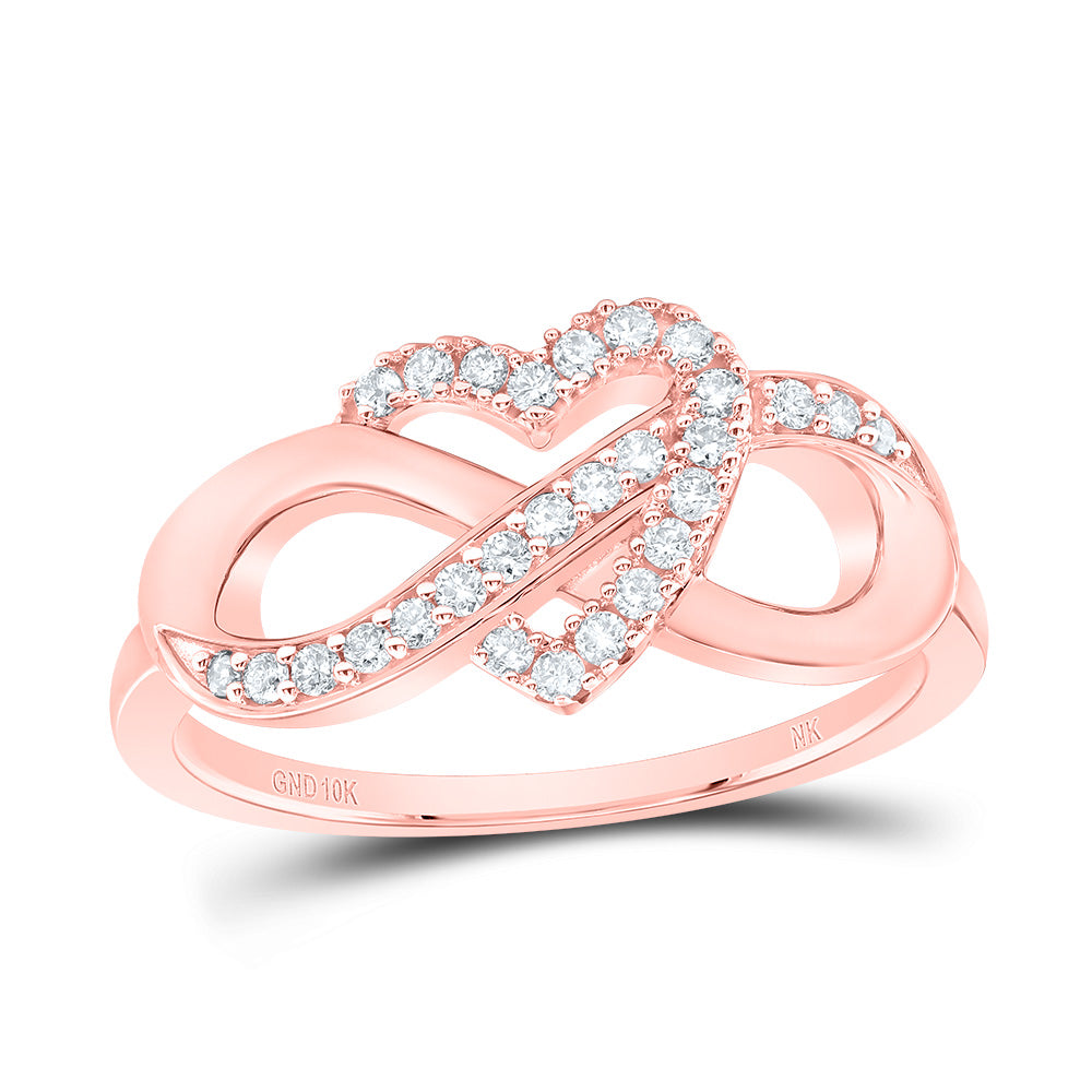 10kt Yellow Or White Or Rose Gold Natural Diamond Fashion Infinity Heart Wedding Engagement Anniversary Ring