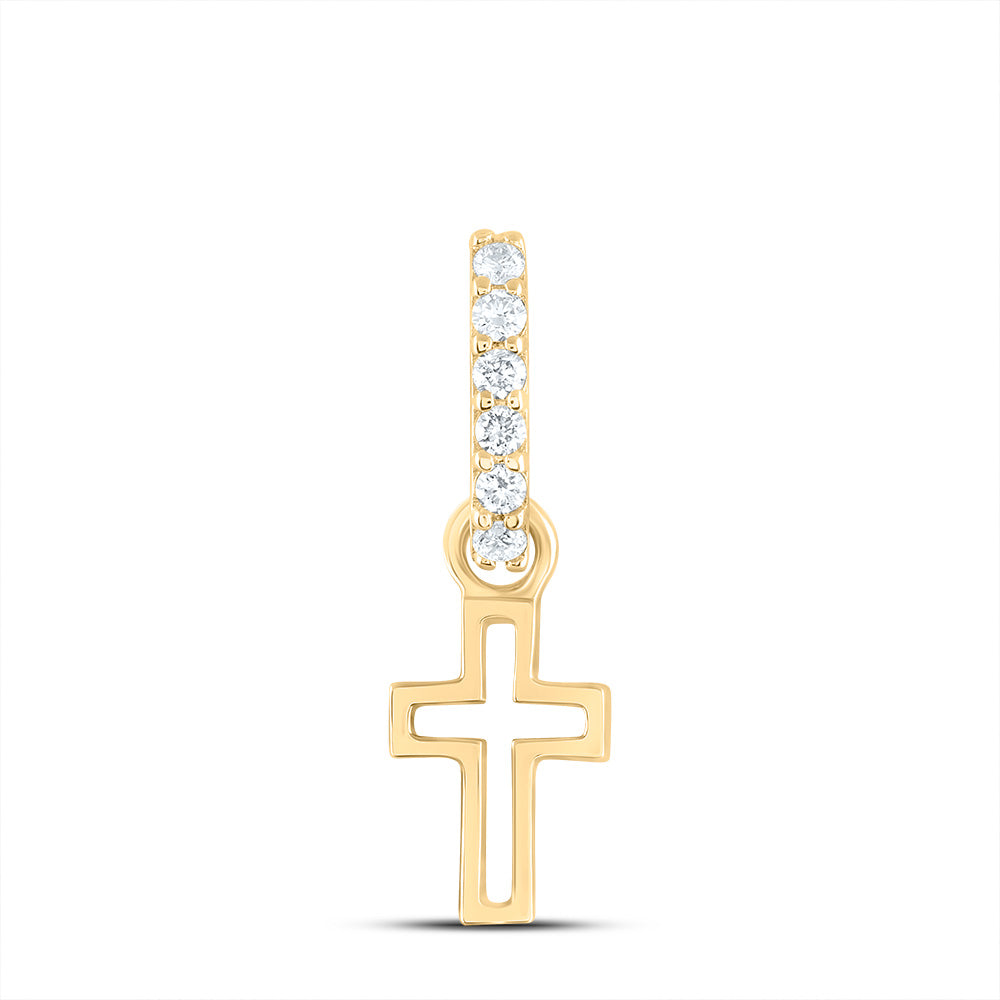 14kt Yellow Gold 1/20 Cttw Diamond Ana M Fashion Cross Pendant