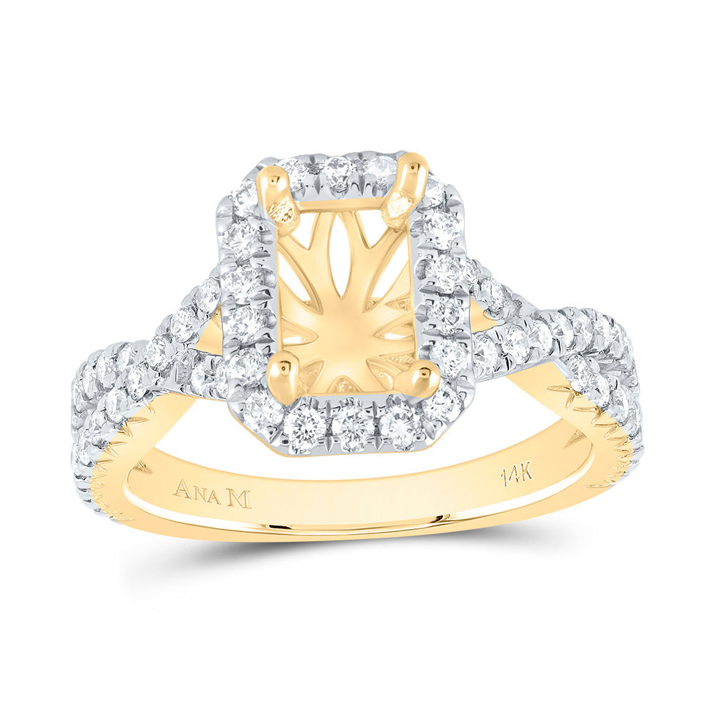 14kt Yellow Gold 3/4 Cttw Diamond Ana M and 1 3/4ct-co Cttw Semi-mount Single Halo Wedding Engagement Anniversary Ring, Women Size: 5-9