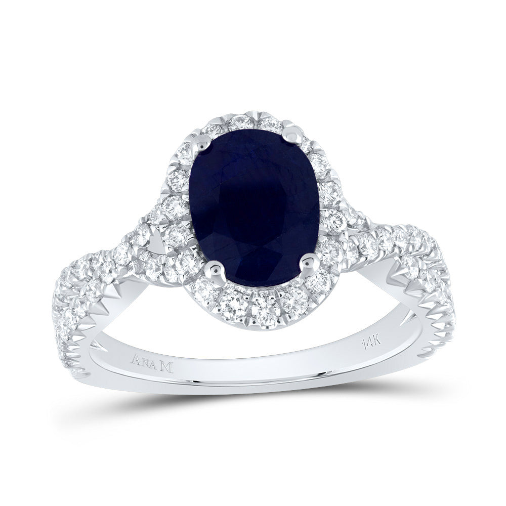 14kt Yellow Or White Gold Diamond Ana M 9x6.5mm Oval Natural Gem Single Halo Wedding Engagement Anniversary Ring