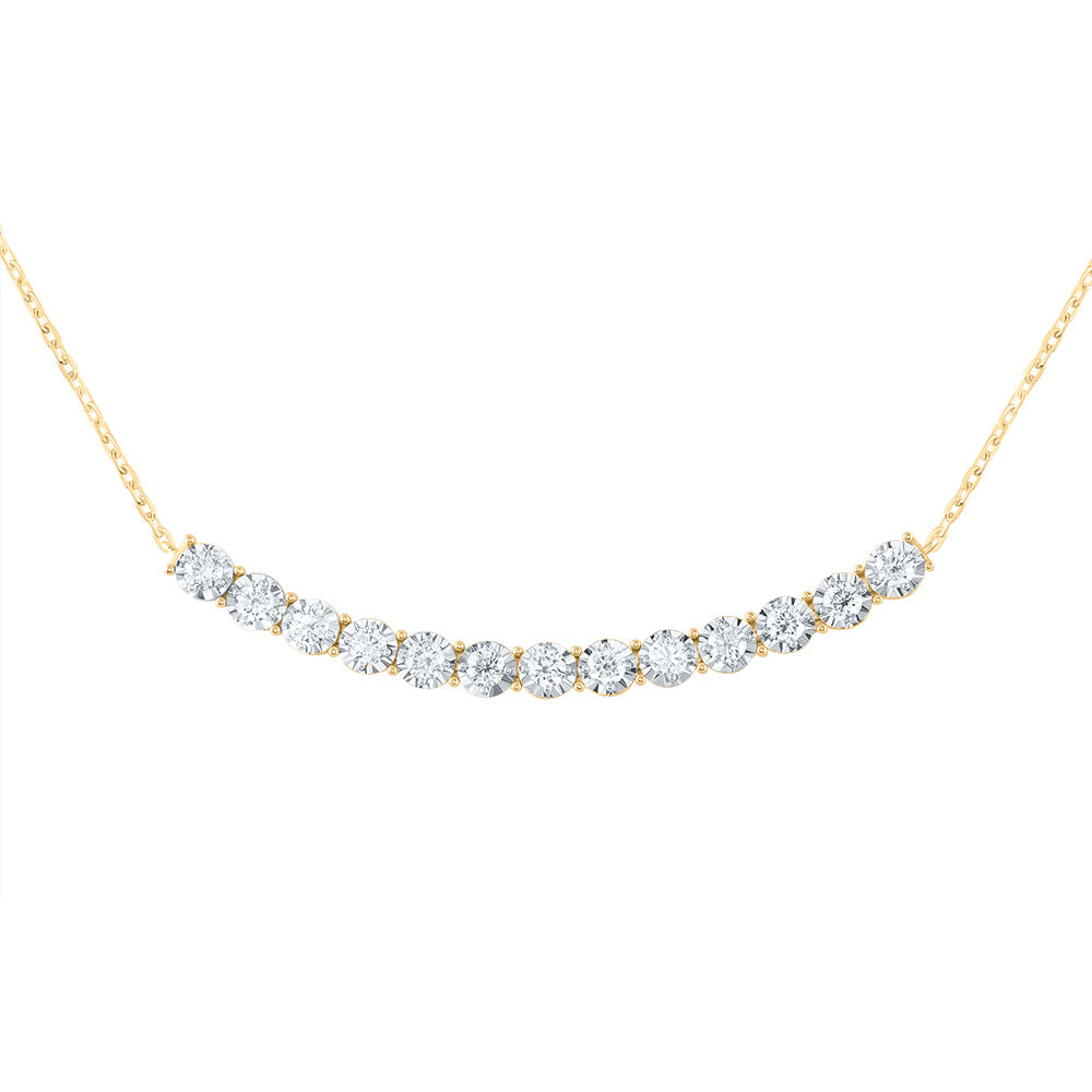 14kt Yellow Gold 5/8 Cttw Diamond Fashion Tennis Necklace, Length: 18 Inch