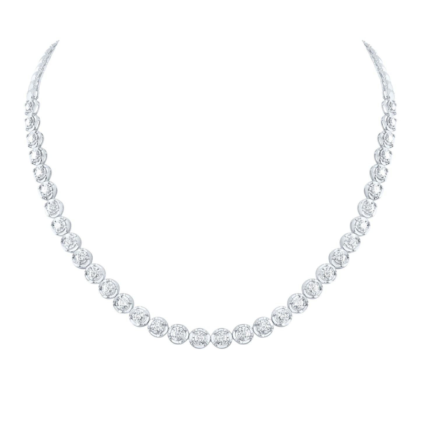 14K White Gold 5 3/4 Ctw Diamond Fashion Tennis Necklace (18 Inch)