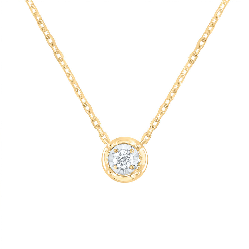 14kt Yellow Gold 1/12 Cttw Diamond Fashion Round Necklace, Length: 18 Inch