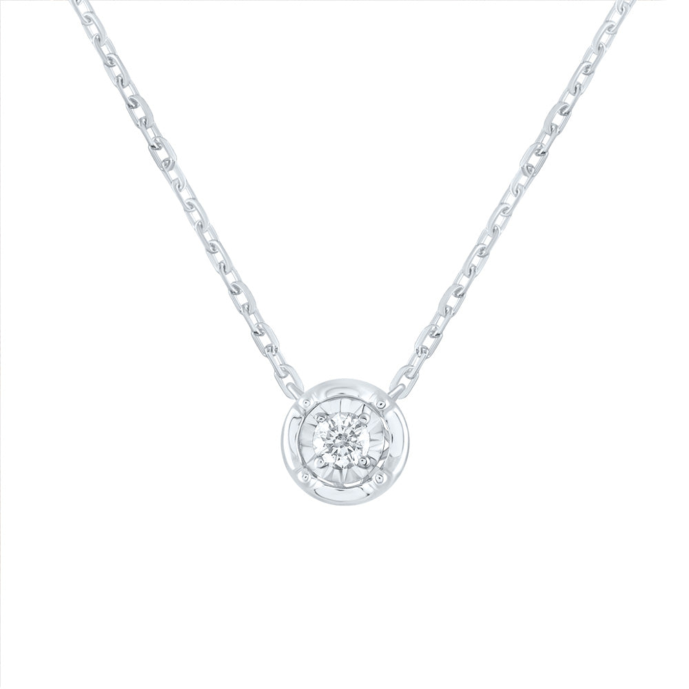 14kt White Gold 1/12 Cttw Diamond Fashion Round Necklace, Length: 18 Inch