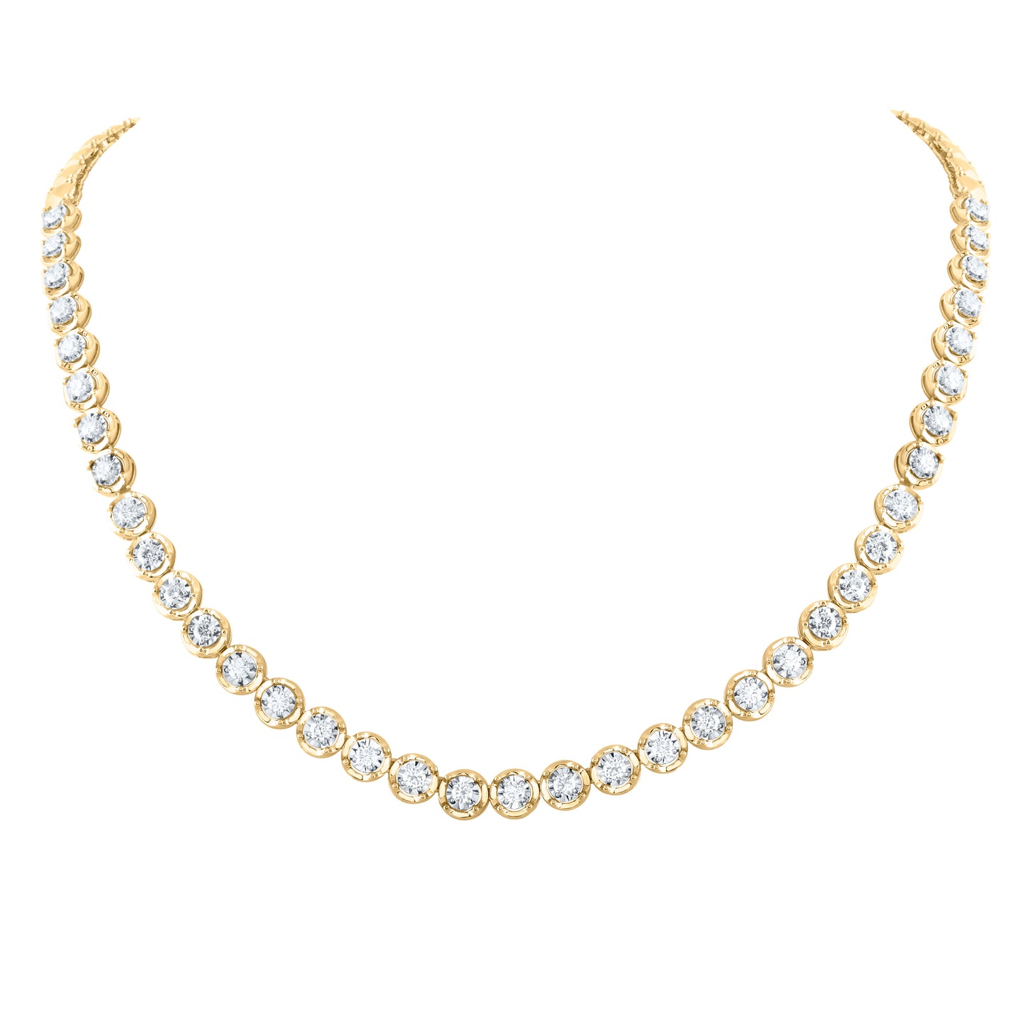 14kt Yellow Gold 3 3/4 Cttw Diamond Fashion Tennis Necklace, Length: 18 Inch