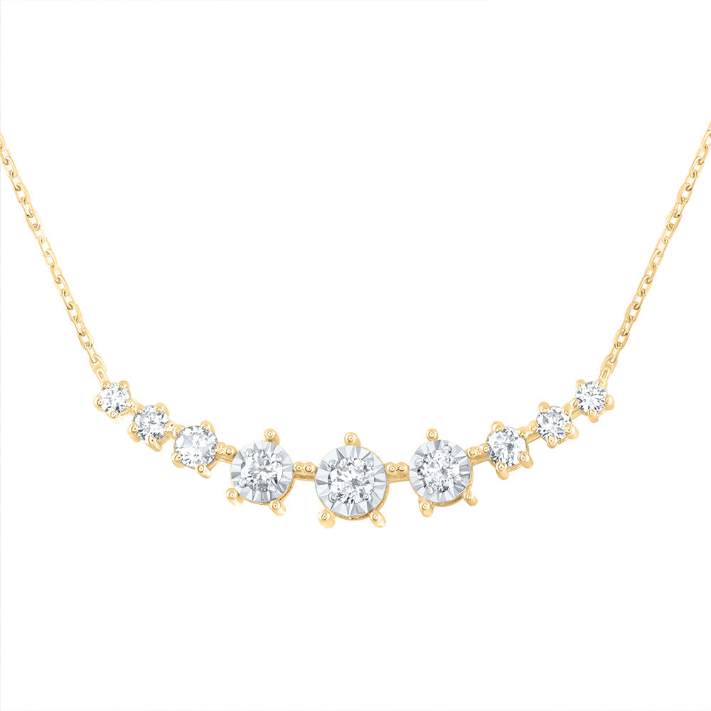 14kt Yellow Gold 1/4 Cttw Diamond Fashion Necklace, Length: 18 Inch